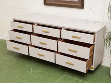 Load image into Gallery viewer, White and Gold 9 Drawer Dresser
