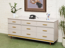 Load image into Gallery viewer, White and Gold 9 Drawer Dresser
