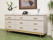 Load image into Gallery viewer, White and Gold 9 Drawer Dresser
