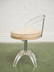 Lucite and Chrome Vanity Stool Chair