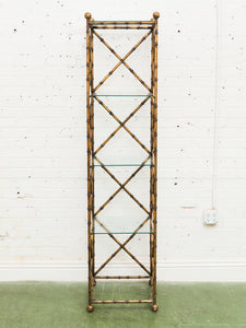 Faux Bamboo Gilt Metal Vintage Etagere