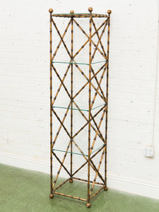Faux Bamboo Gilt Metal Vintage Etagere