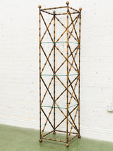 Load image into Gallery viewer, Faux Bamboo Gilt Metal Vintage Etagere
