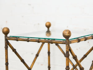 Faux Bamboo Gilt Metal Vintage Etagere