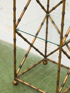 Faux Bamboo Gilt Metal Vintage Etagere