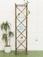 Load image into Gallery viewer, Faux Bamboo Gilt Metal Vintage Etagere
