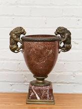 Load image into Gallery viewer, French Rouge Marble Mantle Vase with Lion Handles, 20th Century
