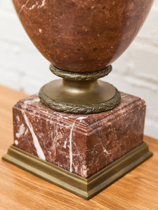 French Rouge Marble Mantle Vase with Lion Handles, 20th Century