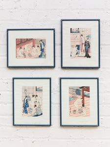 Ukiyo-e Female Bathers Woodblock Prints of Japanese Artist, Torri Kiyonag Signed