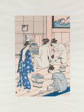Load image into Gallery viewer, Ukiyo-e Female Bathers Woodblock Prints of Japanese Artist, Torri Kiyonag Signed
