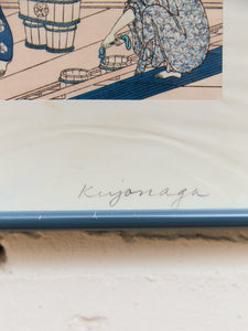 Ukiyo-e Female Bathers Woodblock Prints of Japanese Artist, Torri Kiyonag Signed