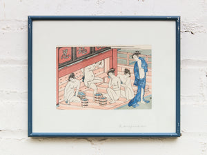 Ukiyo-e Female Bathers Woodblock Prints of Japanese Artist, Torri Kiyonag Signed