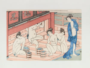 Ukiyo-e Female Bathers Woodblock Prints of Japanese Artist, Torri Kiyonag Signed