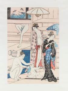 Ukiyo-e Female Bathers Woodblock Prints of Japanese Artist, Torri Kiyonag Signed