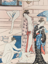 Load image into Gallery viewer, Ukiyo-e Female Bathers Woodblock Prints of Japanese Artist, Torri Kiyonag Signed

