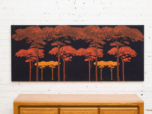 Mid-Century Modern Large Sunset Forest Tapestry Wall Art