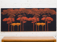 Load image into Gallery viewer, Mid-Century Modern Large Sunset Forest Tapestry Wall Art
