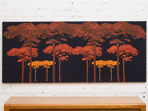 Mid-Century Modern Large Sunset Forest Tapestry Wall Art