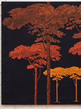 Load image into Gallery viewer, Mid-Century Modern Large Sunset Forest Tapestry Wall Art
