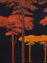 Load image into Gallery viewer, Mid-Century Modern Large Sunset Forest Tapestry Wall Art
