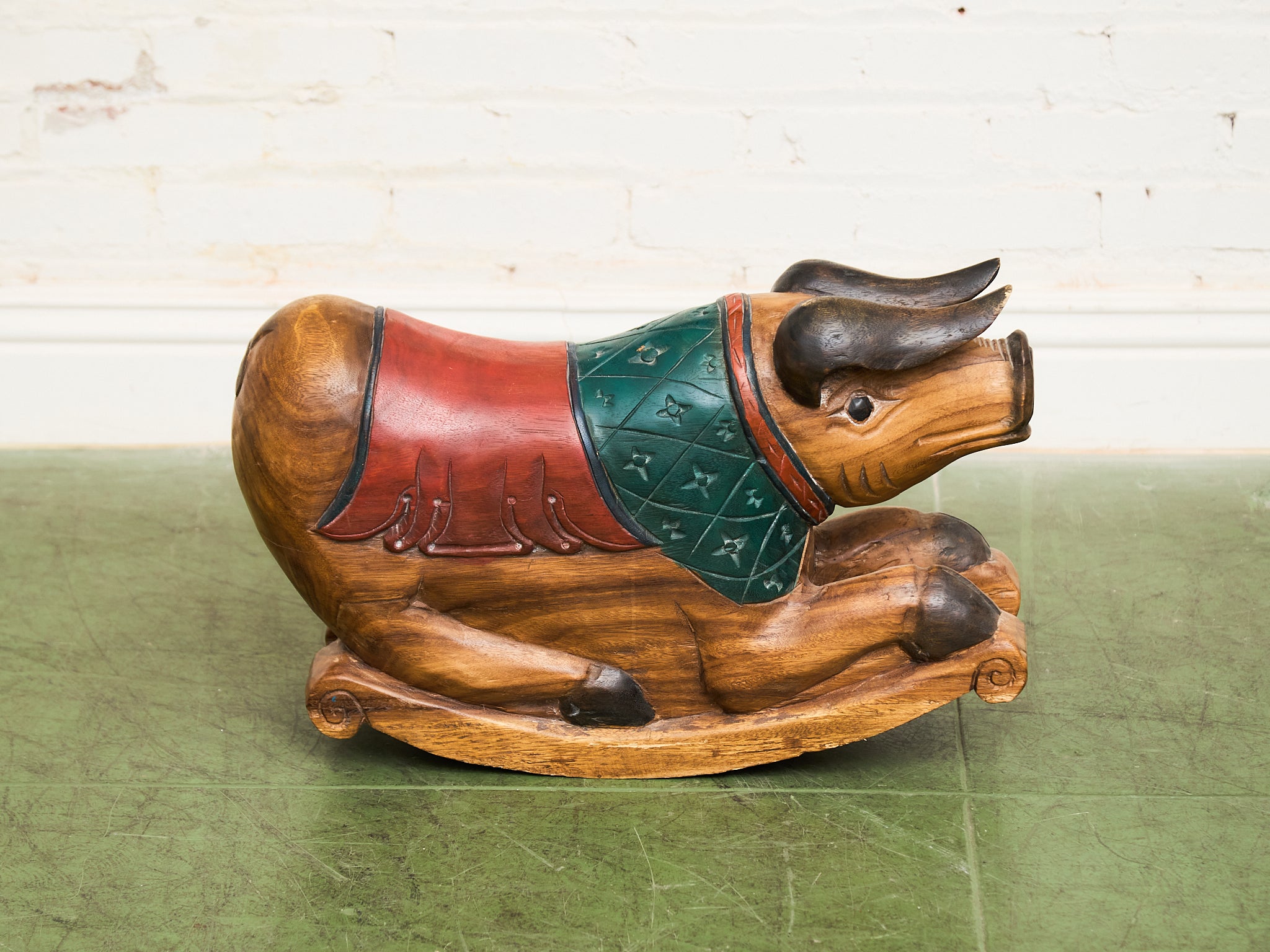 Kinetic Rocking Pig Asian Vintage Super Rare Hand-Carved Wooden Rocking Pig – Sunbeam Vintage