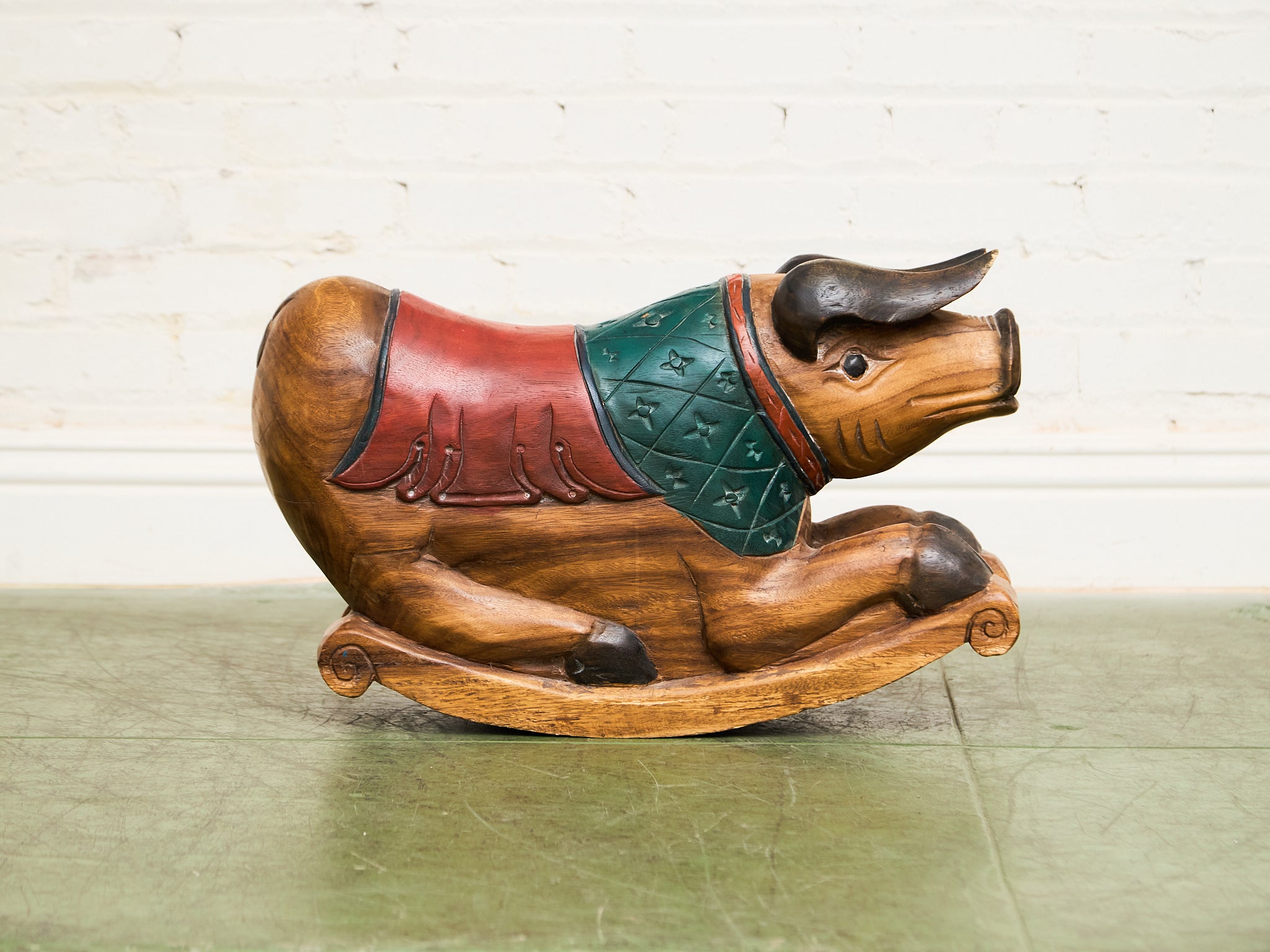 Kinetic Rocking Pig Asian Vintage Super Rare Hand-Carved Wooden Rocking Pig – Sunbeam Vintage