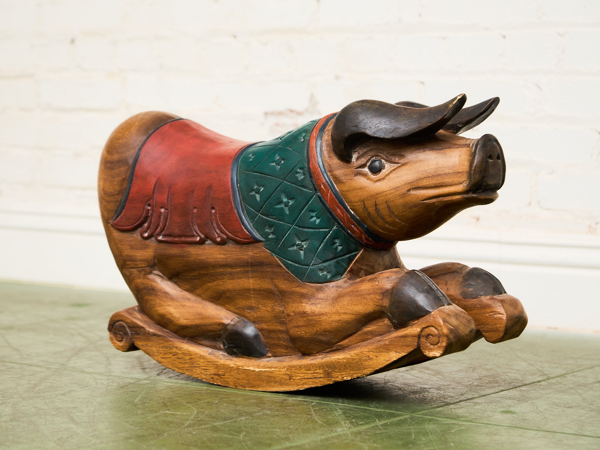 Kinetic Rocking Pig Asian Vintage Super Rare Hand-Carved Wooden Rocking Pig – Sunbeam Vintage