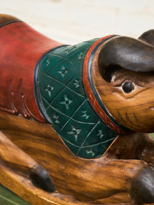 Asian Vintage Super Rare Hand-Carved Wooden Rocking Pig