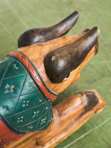Asian Vintage Super Rare Hand-Carved Wooden Rocking Pig