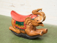 Load image into Gallery viewer, Asian Vintage Super Rare Hand-Carved Wooden Rocking Elephant
