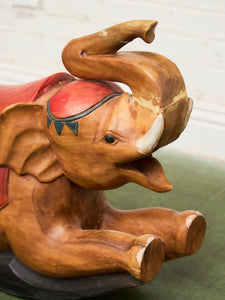 Asian Vintage Super Rare Hand-Carved Wooden Rocking Elephant