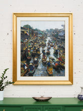 Load image into Gallery viewer, Original Oil on Canvas Thai Impressionist River Marketplace by Patamares Livisit
