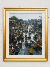 Load image into Gallery viewer, Original Oil on Canvas Thai Impressionist River Marketplace by Patamares Livisit
