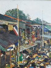 Load image into Gallery viewer, Original Oil on Canvas Thai Impressionist River Marketplace by Patamares Livisit
