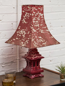 Pagoda 1950’s  Red Asian Pottery Lamp By Haeger