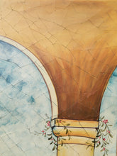 Load image into Gallery viewer, Hand Painted Trompe L&#39;oeil Folding Screen Depicting a Body of Water Columned Balcony
