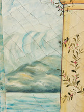 Load image into Gallery viewer, Hand Painted Trompe L&#39;oeil Folding Screen Depicting a Body of Water Columned Balcony
