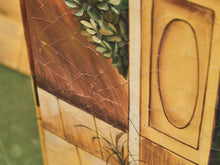 Load image into Gallery viewer, Hand Painted Trompe L&#39;oeil Folding Screen Depicting a Body of Water Columned Balcony
