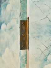 Load image into Gallery viewer, Hand Painted Trompe L&#39;oeil Folding Screen Depicting a Body of Water Columned Balcony
