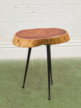 Load image into Gallery viewer, Live Edge Wood Slab Side Table with Hairpin Legs
