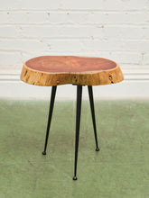 Load image into Gallery viewer, Live Edge Wood Slab Side Table with Hairpin Legs
