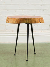 Load image into Gallery viewer, Live Edge Wood Slab Side Table with Hairpin Legs
