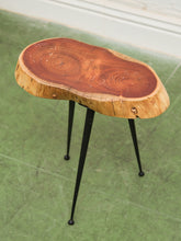 Load image into Gallery viewer, Live Edge Wood Slab Side Table with Hairpin Legs
