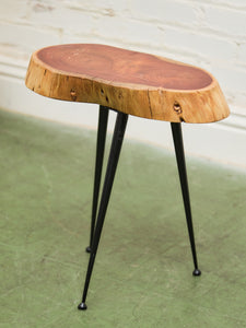 Live Edge Wood Slab Side Table with Hairpin Legs