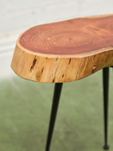 Load image into Gallery viewer, Live Edge Wood Slab Side Table with Hairpin Legs
