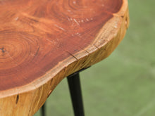 Load image into Gallery viewer, Live Edge Wood Slab Side Table with Hairpin Legs
