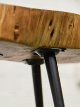 Load image into Gallery viewer, Live Edge Wood Slab Side Table with Hairpin Legs
