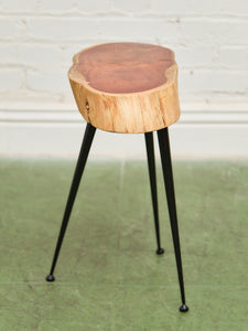 Live Edge Wood Slab Side Table with Hairpin Legs