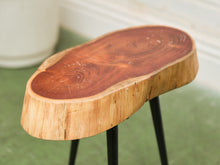 Load image into Gallery viewer, Live Edge Wood Slab Side Table with Hairpin Legs
