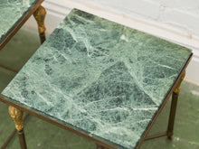 Load image into Gallery viewer, Antique French Napoleonic Style, Green Marble Topped Gilt Bronze Nesting Tables
